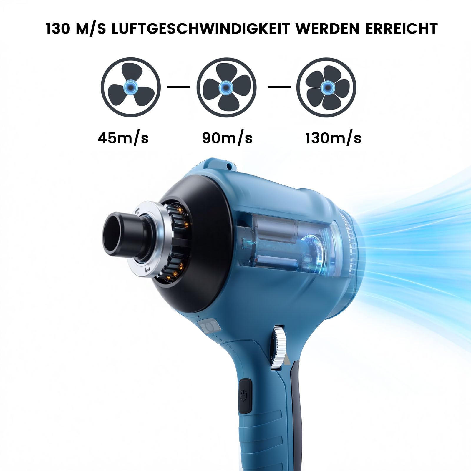 Kompatibel mit Makita Laubbläser akku Bläser 18V, 130m/s Druckluft gebläse 100000RPM Bürsten Motor, Auto Trockner & Luftgebläse für Laub, Schnee, Staub, PC Reinigung (Akku Nicht inkl)