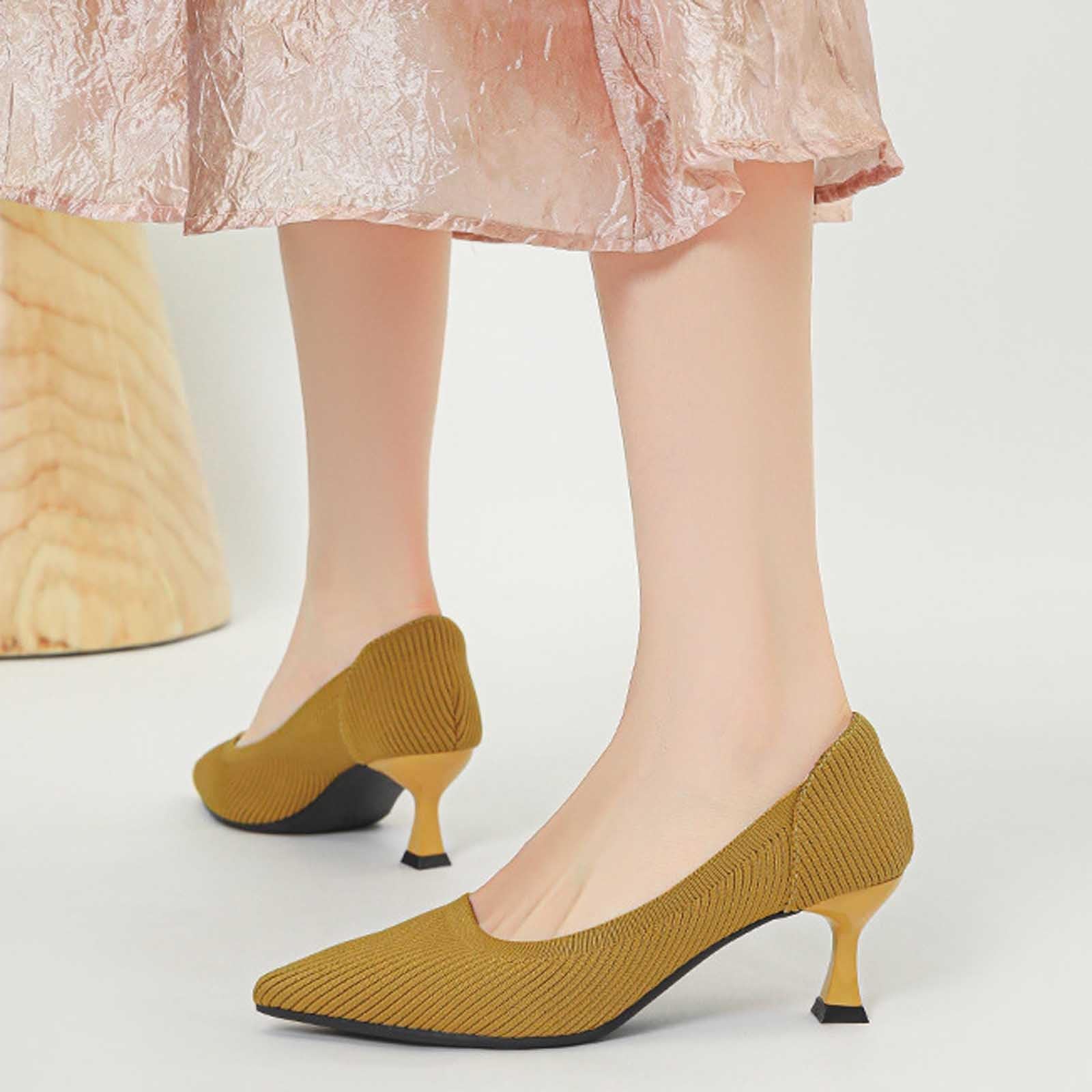 2026 Moda Mujer Zapatos de Encaje Punto Malla Cómodos Zapatos de noche de tacón alto para ropa casual y