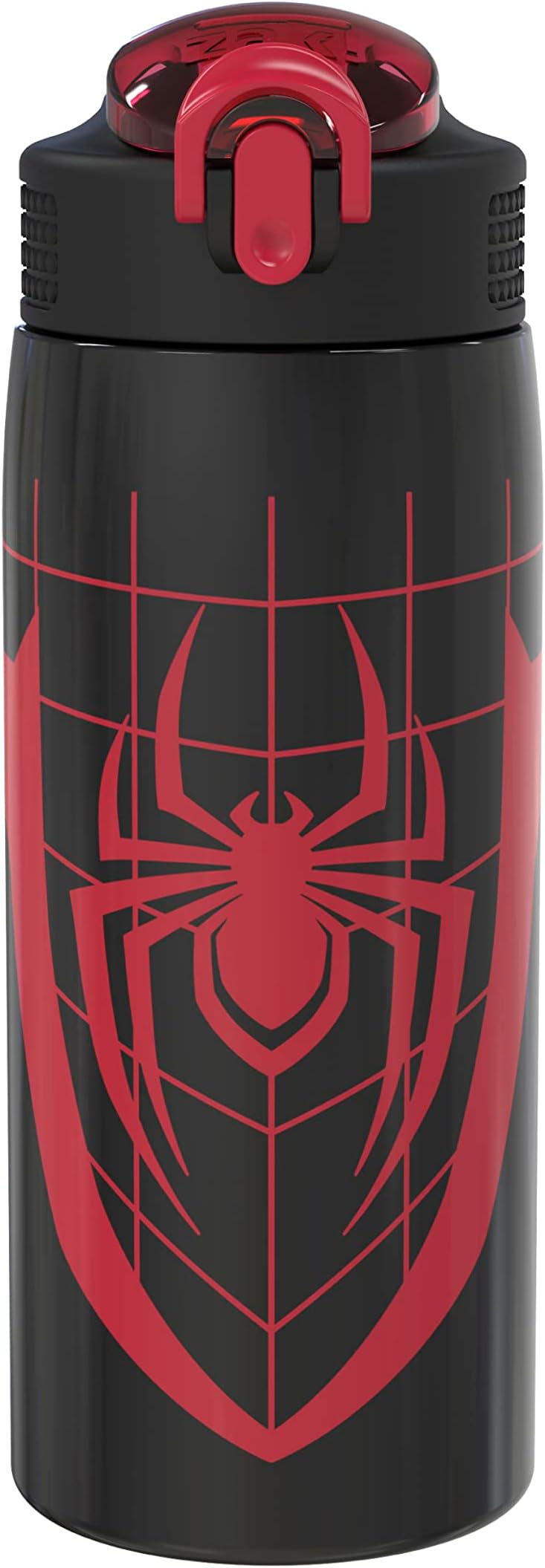 Marvel Spider-Man Thermal Water Bottle for Travel and At Home, 19 oz Vacuum Insulated Stainless Steel with Locking Spout Cover, Built-In Carrying Loop, Leak-Proof Design (Miles Morales)