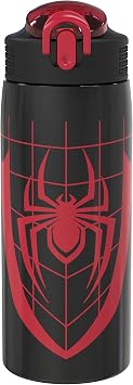 Zak Designs Marvel Spider-Man Water Bottle for Travel and At Home, 19 oz Vacuum Insulated Stainless Steel with Locking Spout Cover, Built-In Carrying Loop, Leak-Proof Design Miles Morales