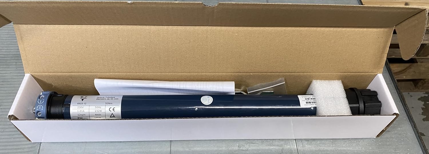 VI.TEL. Motore per tapparelle elettriche avvolgibili da 50 Nm - 100 Kg con STAFFA DI SUPPORTO ED ACCESSORI INCLUSI. Automazione avvolgimento tapparella