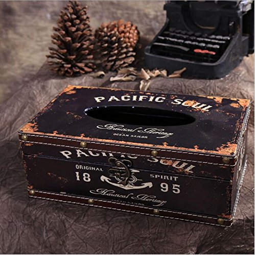 Realideas Pacific Soul Vintage Wood Tissue Holder Box Cover Facial Tissue Paper Dispenser Anchor Design thumb #4