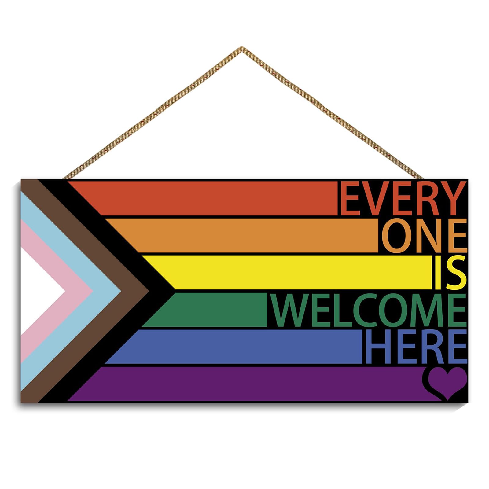 Pride Decorations Accessories Lgbt Rainbow Sign Front Door Decor, Every One Is Welcome Here Pride Flag Wooden Wall Decor,Gay Rainbow Decorations For Home Wall Porch Front Door Classroom