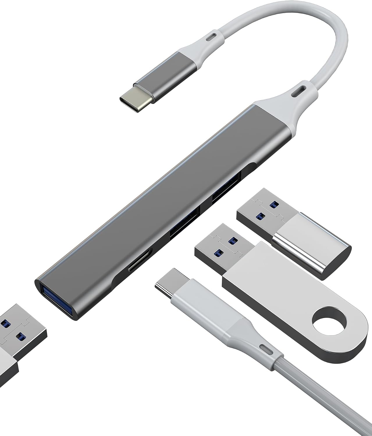 USB C HUB USB 3.0 OTG Adapter (4 in 1)for Apple Type C charger Cable Dongle for iPad for iPhone 16 15 MacBook PC Laptop Thunderbolt Docking Station Converter Android Data Transfer keyboard Accessories