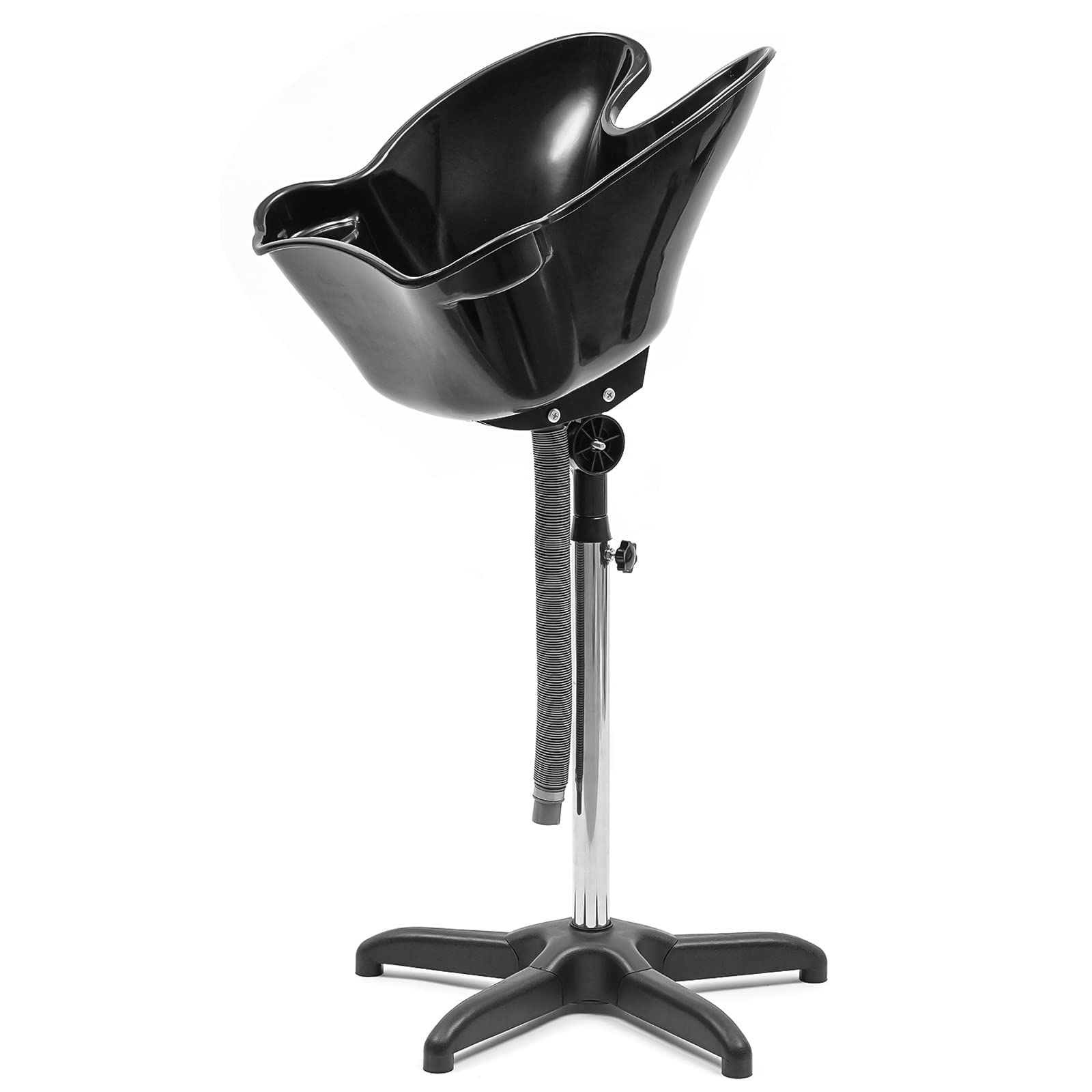 Lavabo móvil para peluquería, altura regulable 94 – 122 cm, lavabo con manguera de drenaje y base de apoyo para salones de peluquería, spas de belleza, salones de pelo