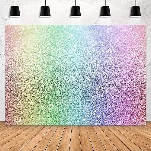 MEHOFOND Colorful Rainbow Backdrop Happy Birthday Party Decoration for Kids Girl Princess Colorful Unicorn Glitter Photography Background Banner Photo Studio Props 10x7ft