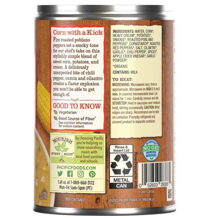Pacific Natural Foods Pepper and Corn Chowder Soup, 16.3 oz