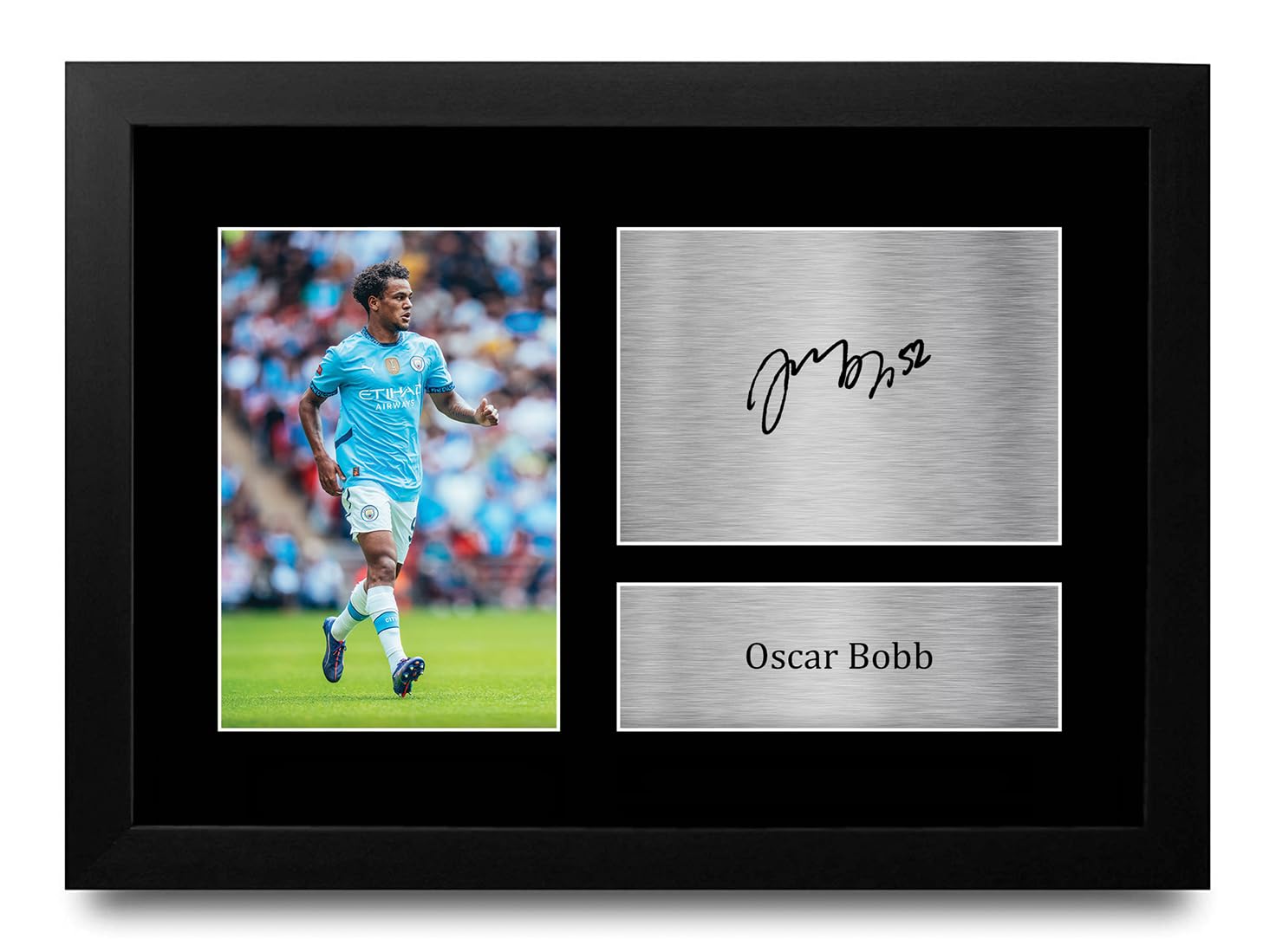 HWC Trading Oscar Bobb Manchester City Gifts Printed Signed Autograph Picture for Football Fans and Supporters - A4 Framed