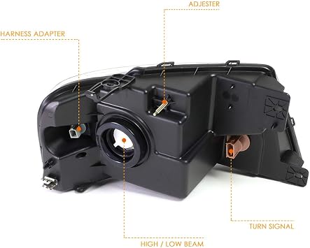 2Pcs Replacement Headlights Assembly Compatible with Ford F150 04-08/Lincoln Mark LT 06-08,Black Housing/Amber Corner
