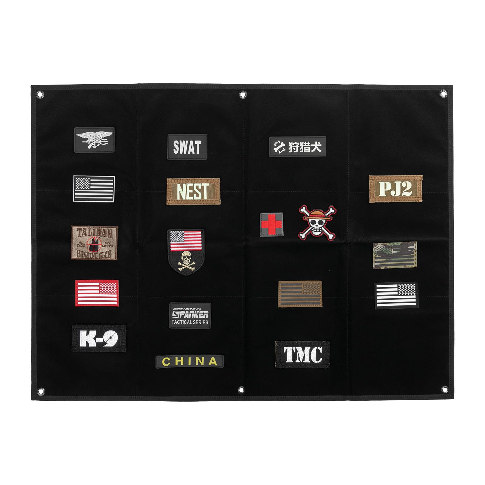 EXCELLENT ELITE SPANKER Panneau d'affichage de patchs tactiques Panneau de support de patch militaire pliable(BLK,L)
