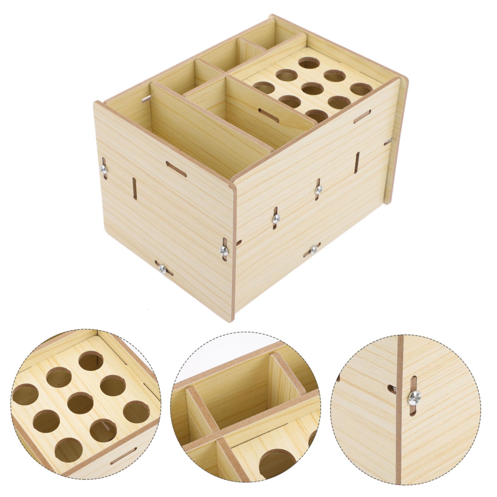 Beatifufu Hair Tools Organizer Barber Shop Storage Box Comb Storage Case Hairstyling Scissors Holder Wood Material