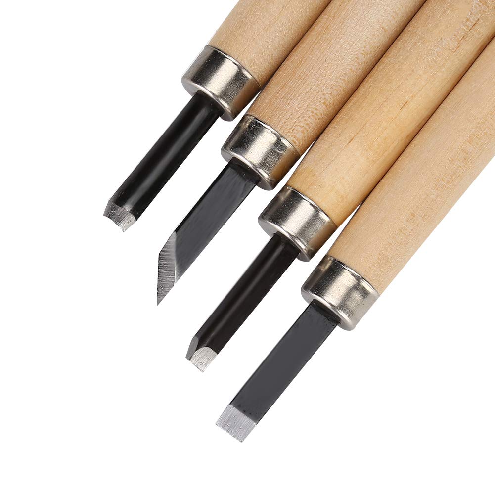 4pcs Scalpelli per Legno, Coltello da Intaglio del Legno Strumenti di Intaglio del Timbro di Gomma 3#