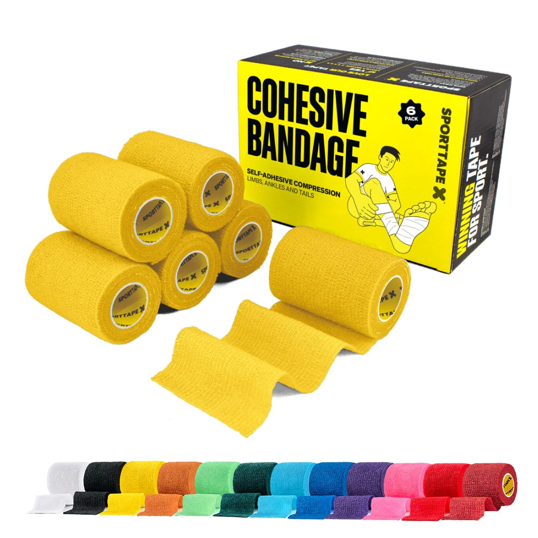 SPORTTAPE 6 Rolls Self-Adhesive Cohesive Bandage, 7.5cm x 4.5m, Beige - Compression & Vet Wrap for Dogs, Horses, Sports Stretch Tape for Football, Ankles, Joints, Fingers, Wrists & Sock Tape — view 20