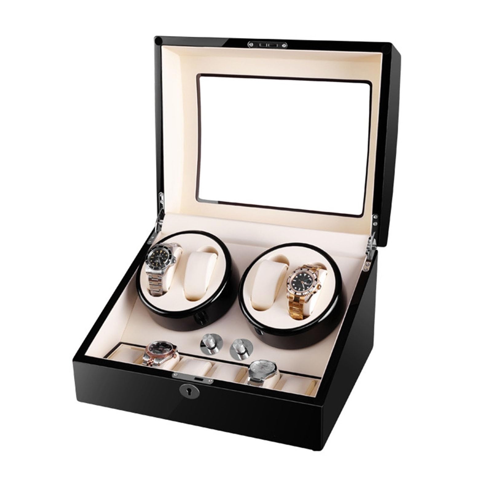 OLSKFUH Automatic Watch Winder 4+6 Storage Display Box Case With Extremely Silent Motor,C,