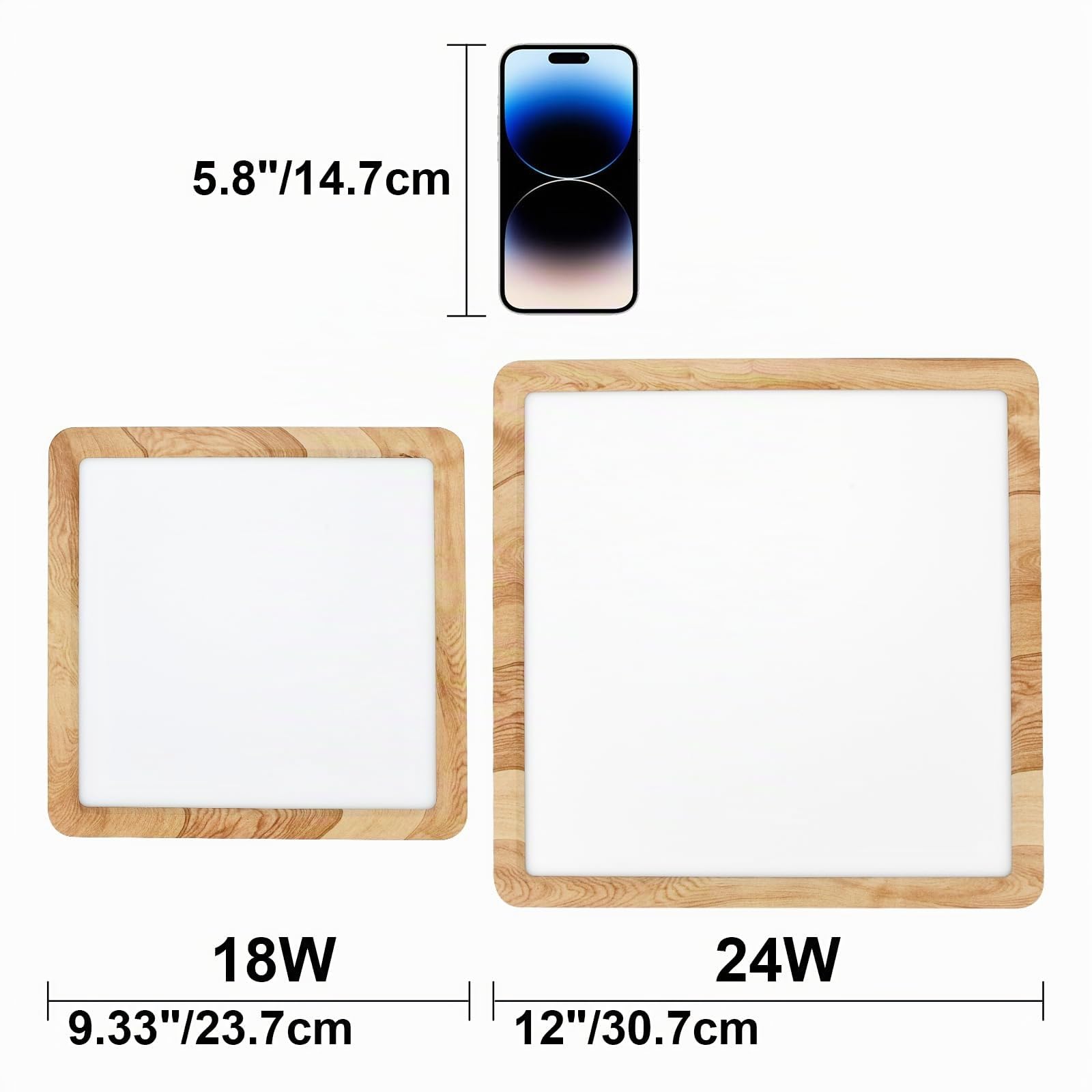 LVL Lámpara Techo LED, 24W 30cm Grano de Madera Plana Cuadrado Plafon LED Techo Modernos para Baño, Salon, Dormitorio, Cocina, Oficina, Balcón (24W)