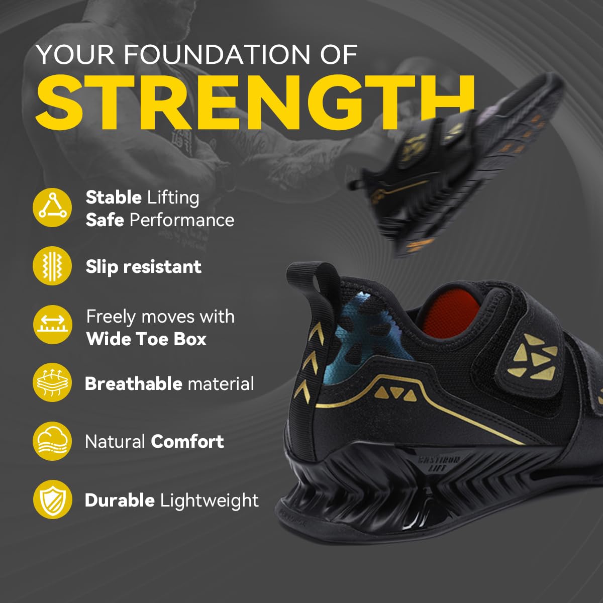 Weightlifting Shoes, Powerlifting Shoes Gym Shoes for Crossfit Lifting Footwear, Weight Lifting Shoes for Heavy Lifting Deadlifting Weight Training, Squat Shoe for Men Women