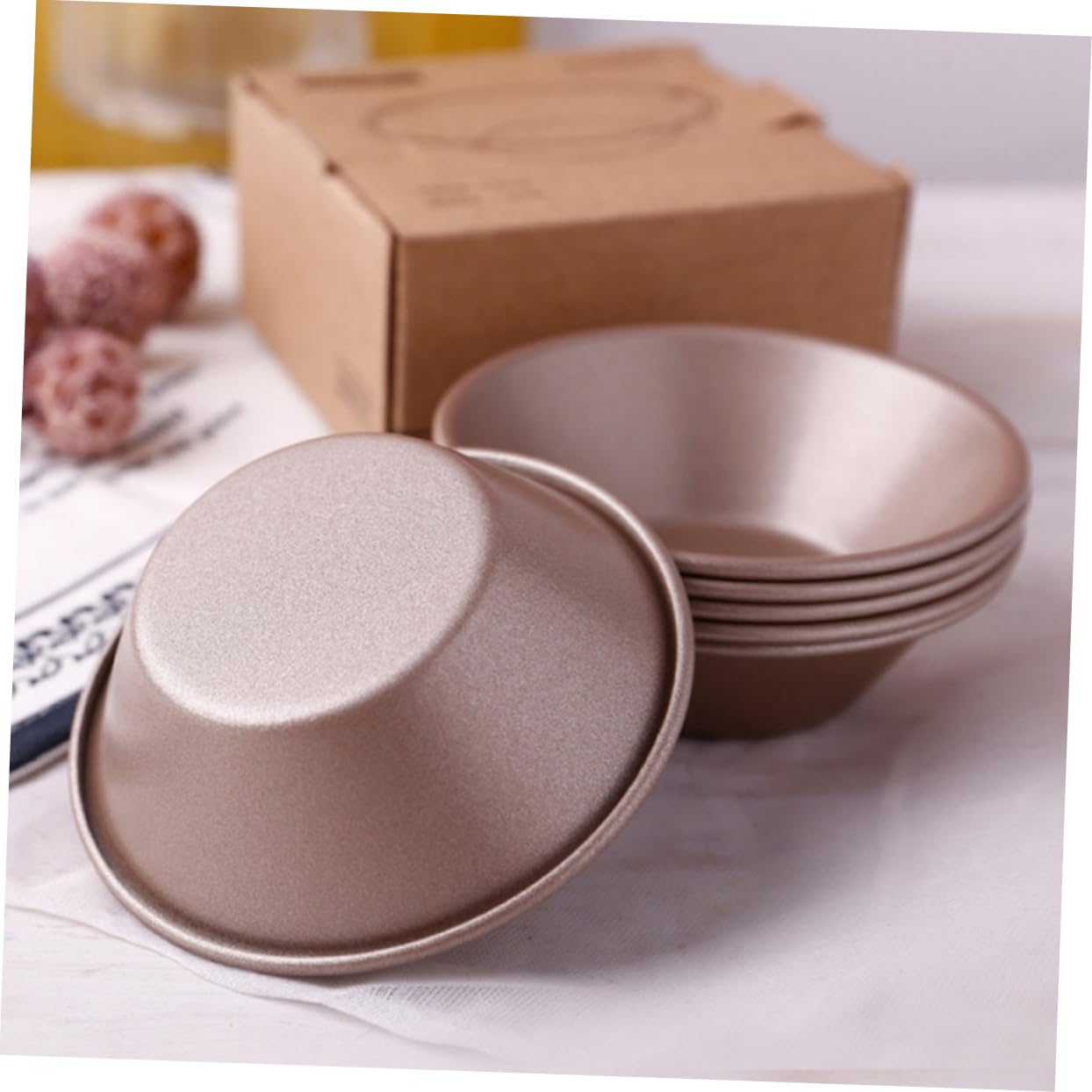 BESTonZON 12piezas Moldes De Tartas Redondas De Acero Carbono Moldes Para Hornear Mini Tartas y Puddings Fácil Desmoldeo y Limpieza y Muffins