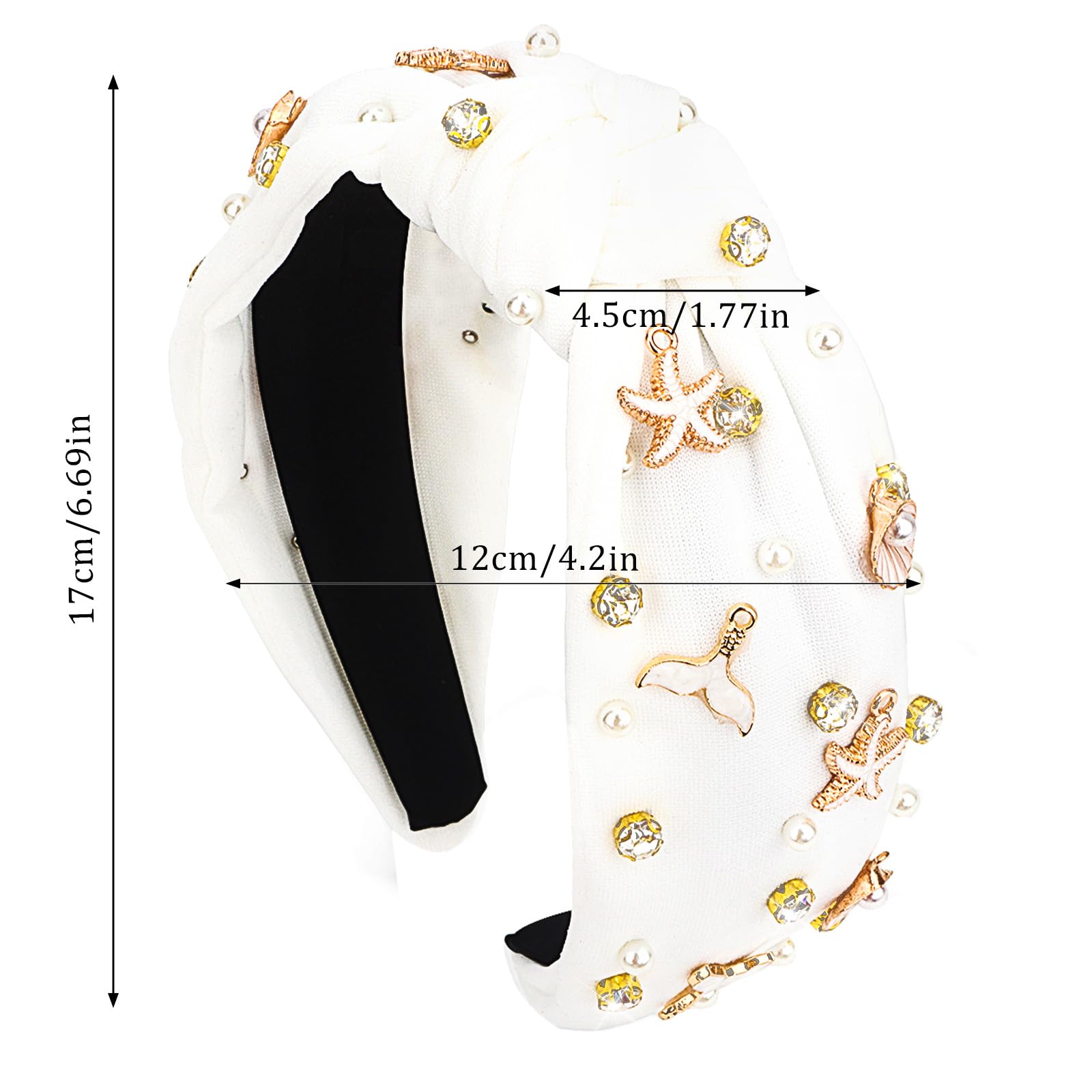 Norbiariz White Knotted Headbands for Women Mermaid Seashell Hair Accessories Headbands for Women Non Slip Headband Girls Fashion Cute Head Bands for Women's Hair - Image 2