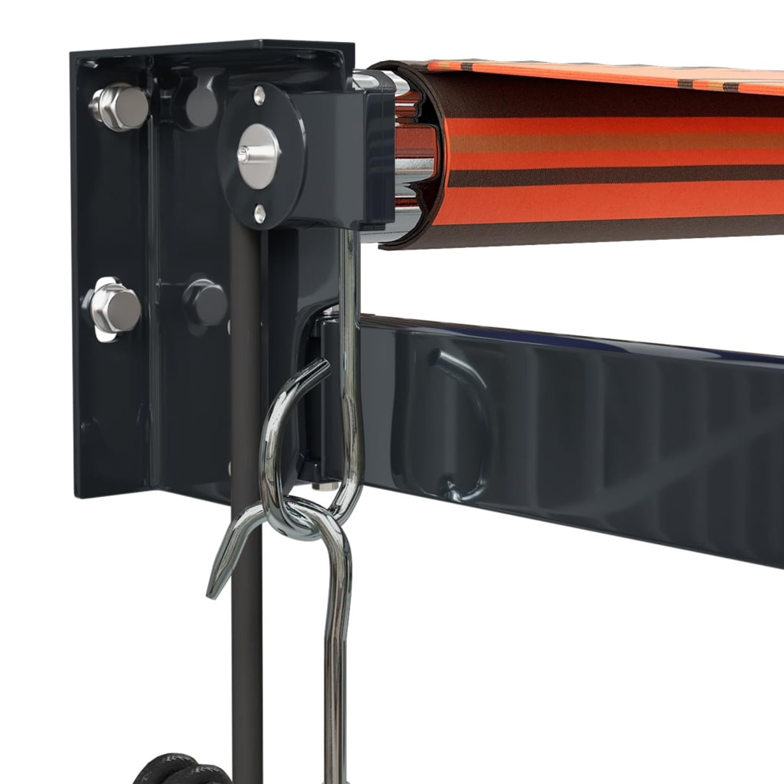 ARKEM Elektrische Markise mit Kurbel Orange und Braun 3,5x2,5 m Markise Wohnwagen Senkrechtmarkise