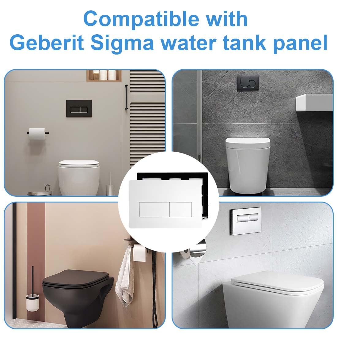 1 Pezzo Accessorio per Serbatoi d'Acqua in Bagno,Compatibile Placca WC Geberit, Piastra Doppio Scarico (Bianco)