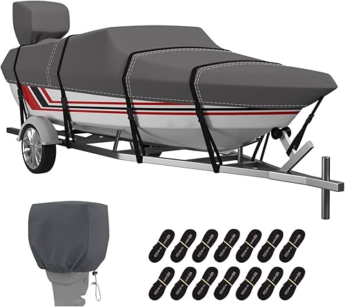 Funda para barco + cubierta para motor, poliéster teñido en solución 600D, resistente al agua, resistente a los rayos UV, fundas para lanchas