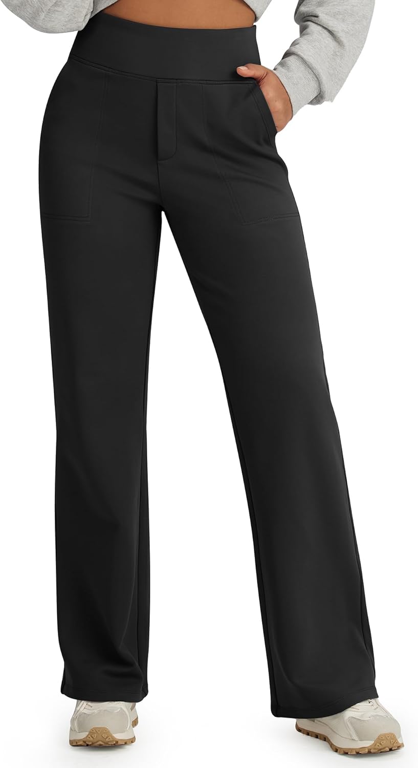 G4Free Women Fleece Lined Pants with Pockets Wide Leg Winter Thermal Work Trousers Dressy Casual Petite/Regular/Tall G4Free Women Fleece Lined Pants with Pockets Wide Leg Winter Thermal Work Trousers Dressy Casual Petite/Regular/Tall