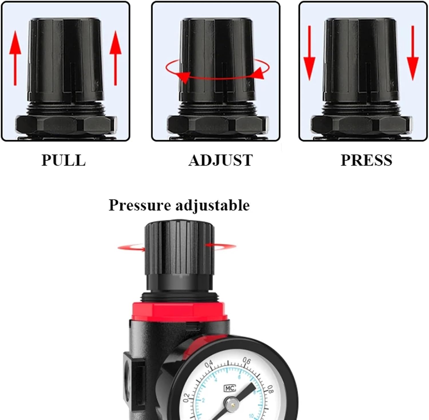 AFR2000 1/4 Pneumatic Filters for Air Compressor Moisture Oil Water Separator Pressure Regulator (Color : Only AFR2000, Size : Fiber Filter)