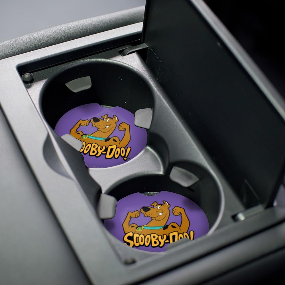 Scooby-Doo Flex Car Coasters, Pack of 2, 2.5" Ceramic Stone, Drink Coaster for Cup Holders with Finger Notch - Image 5