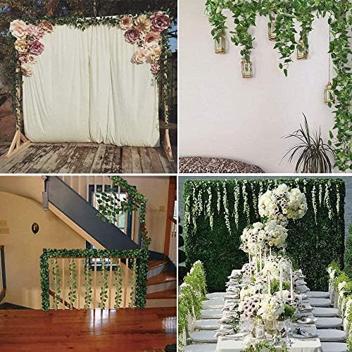 Kalolary 84 Ft 12 Strands Artificial Ivy Garland Leaf Vines Plants Greenery Hanging Garland Fake Plants for Wedding Backdrop Arch Wall Jungle Party Table Office Decor (Scindapsus)