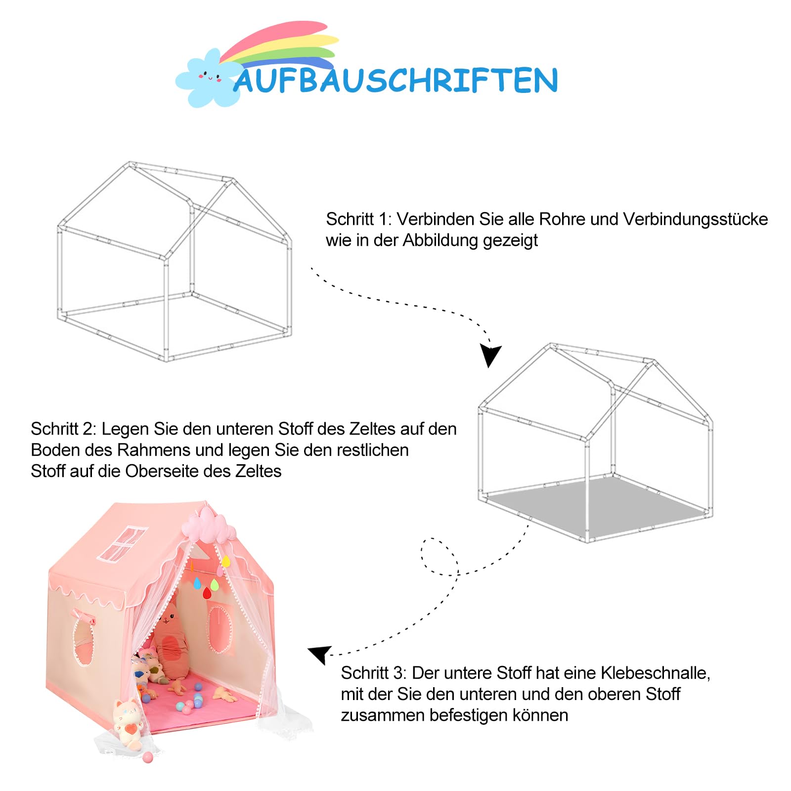 Ergocar Spielzelt für Kinder, Fee Prinzessin Castle, Spielzeug Mädchen & Junge, Atmungsaktiv Spielhaus Zelt für den Innen- und Außenbereich, Weihnachten Geburtstagsgeschenke für Kinder