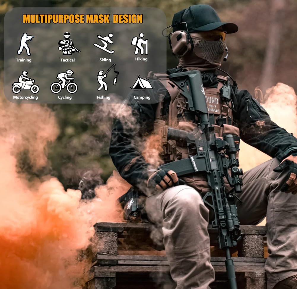 KRYDEX Tactical Face Mask Balaclava Face Cover Full Head Wrap Quick Dry Neck Gaiter for Hunting,Motorcycle, Cycling, Hiking