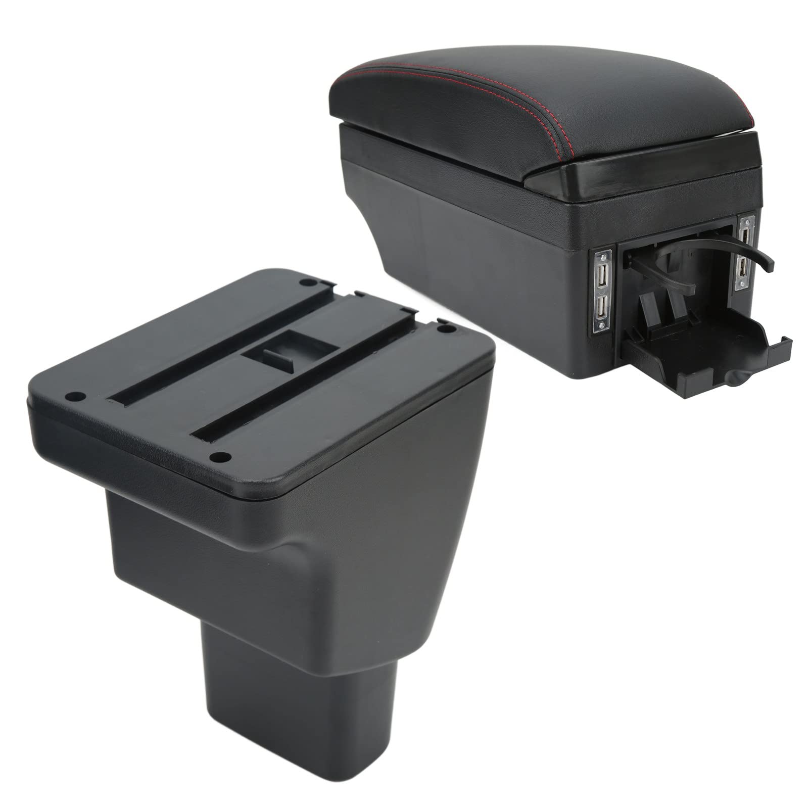 RiToEasysports Scatola per Braccioli Scatola Portaoggetti per Console Centrale in ABS e Pelle PU con 7 Porte USB Organizer e Supporto per Bracciolo di Ricambio per I10 per Uso Quotidiano nella Guida