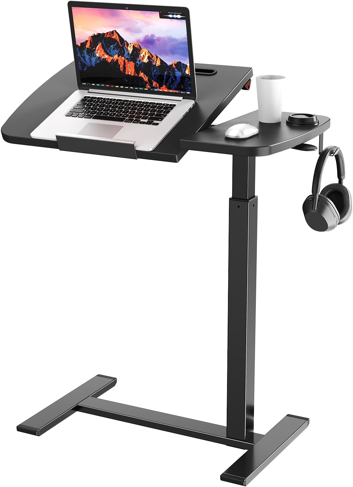 - Overbed Bedside Table with Wheels,Tiltable Hospital Bed Table, Pneumatic Adjustable Overbed Table, Rolling Laptop Desk, Mobile Standing Desk for Bed, Couch, or Hospital Use