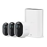 Arlo Ultra 2 Spotlight Camera 4K HDR (3 Cameras, SmartHub) | Wireless Home Security Camera | Color Night Vision, Motion Sensor, 180º View, 2-Way Audio, White