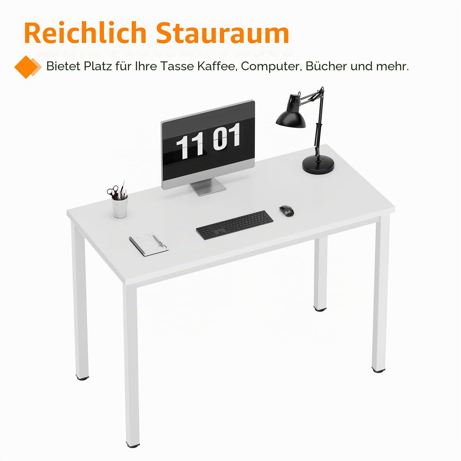 SogesHome Computertisch 80 x 40 cm Kompakter Schreibtisch Büroschreibtisch Eckschreibtisch für den kleinen Schreibtisch im Home Office, weiß AC3DW-8040-SH