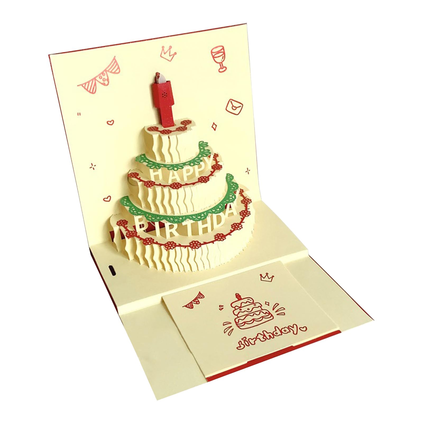 Jazuaiao 3D Birthday Cake Card Unique 3D Popup Greeting Card with Musical and Light Effect for Celebration Unique Celebration