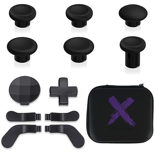 eXtremeRate 13 in 1 Component Pack Kit for Xbox Elite Series 2 Controller, 6 Metal Thumbsticks & Adjustment Tool, 2 D-Pads, 4 Paddles for Xbox Elite Series 2 Core Controller - Metallic Black