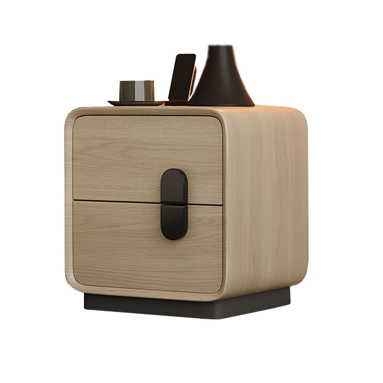 Mesa auxiliar moderna amarilla de 2 puertas para dormitorio y sala de estar, mesita de noche Slish (35 x 40 x 50 cm / 13.8x15.7x19.7in)