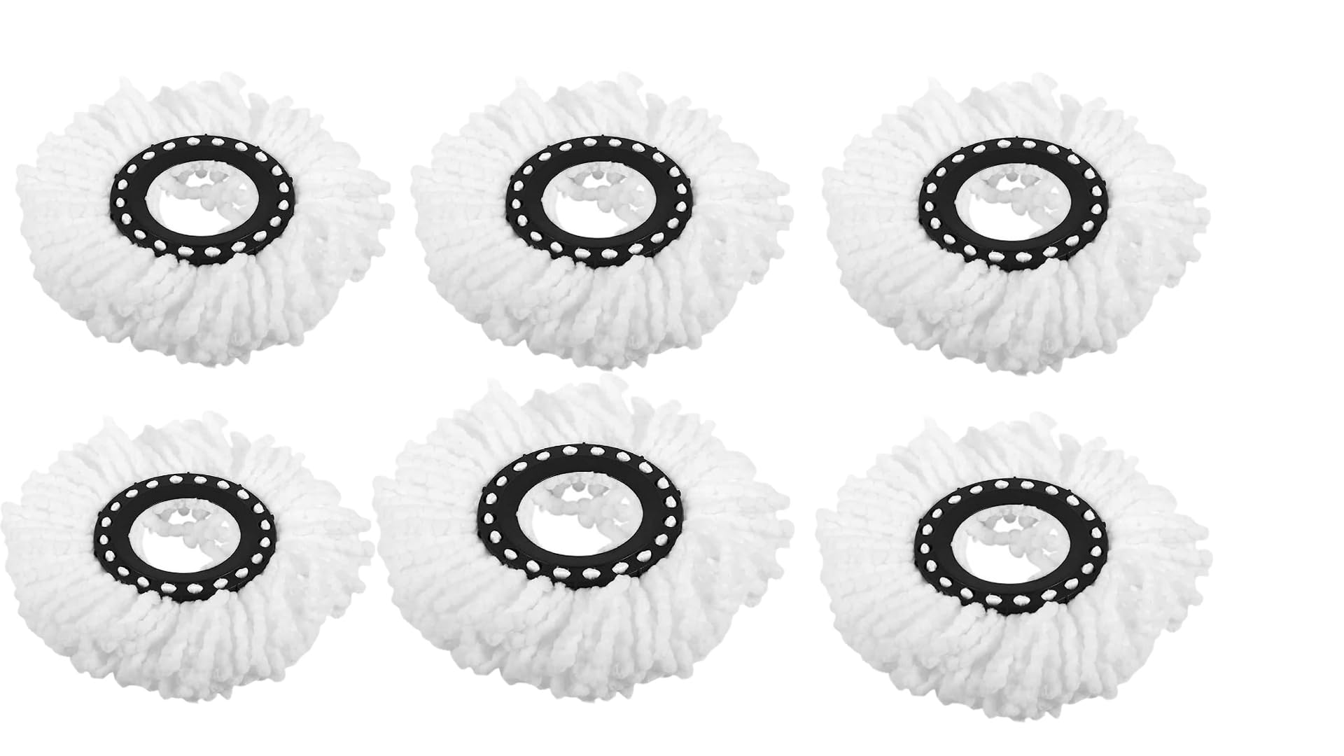 SWISSPACK Pack of 6 Spin Mop Replacement Head 360° Magic Mop for Standard Rotating Universal Commercial Use (White)
