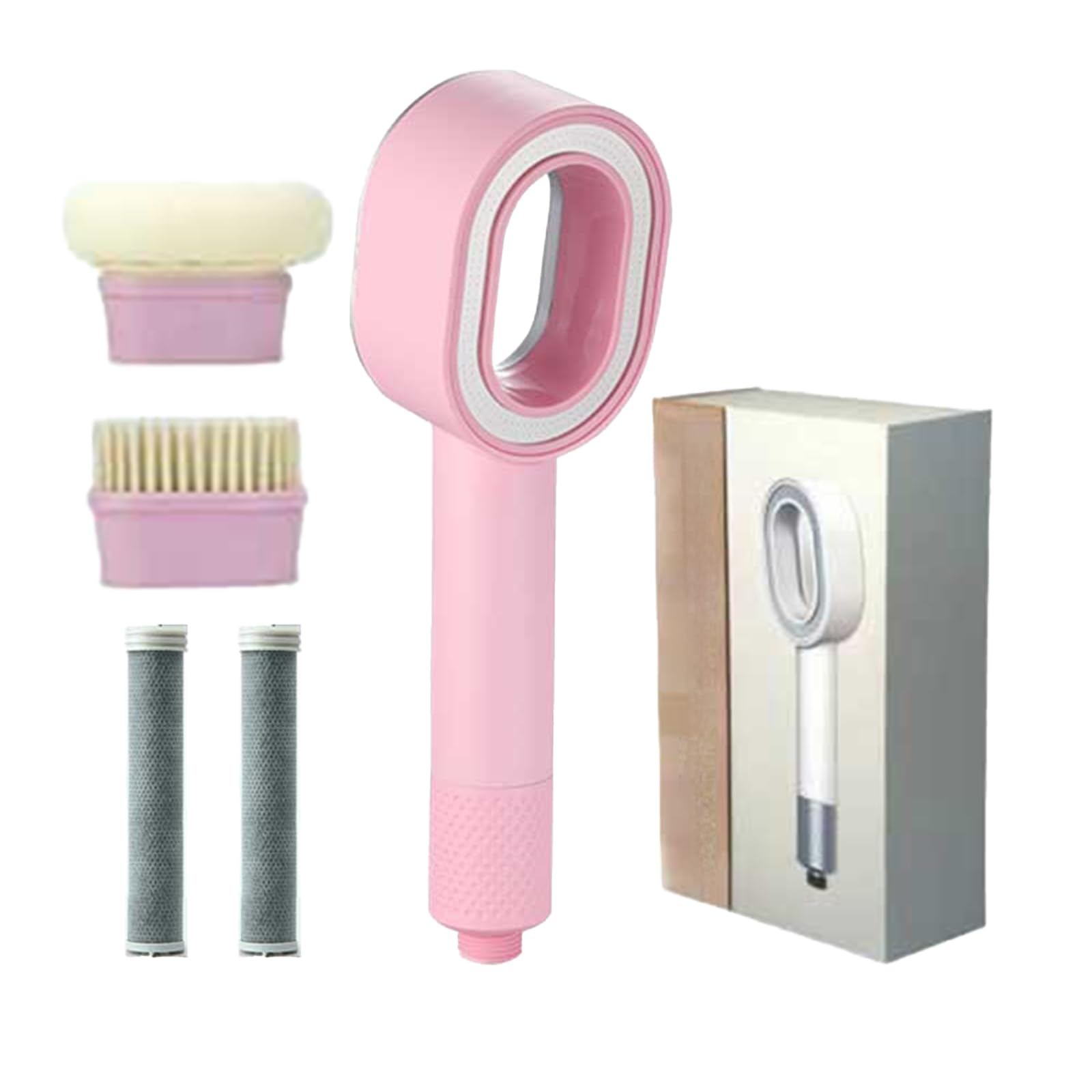 Alcachofa de ducha con filtro de carbón activo, cabezal de ducha de masaje de alta presión, 3 en 1, antical, elimina el cloro residual de agua dura y metales pesados + accesorios (rosa, filtro)