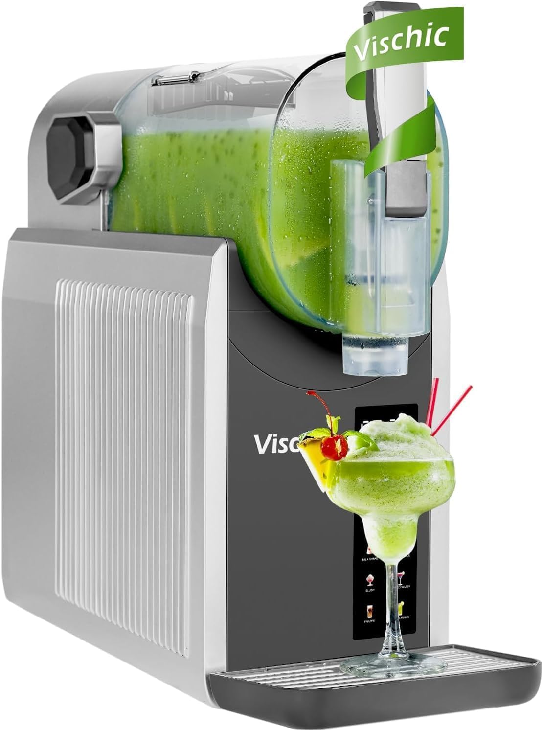Slushy Machine for Home Use with 7 Preset Programs & Auto Cleaning Function, Frozen Drink Maker Easy to Make Slush Margarita Frappés Cocktail & More, 4H Fresh parties, summer gatherings | Slushy Machine for Home Use with 7 Preset Programs & Auto Cleaning Function Premium Silver