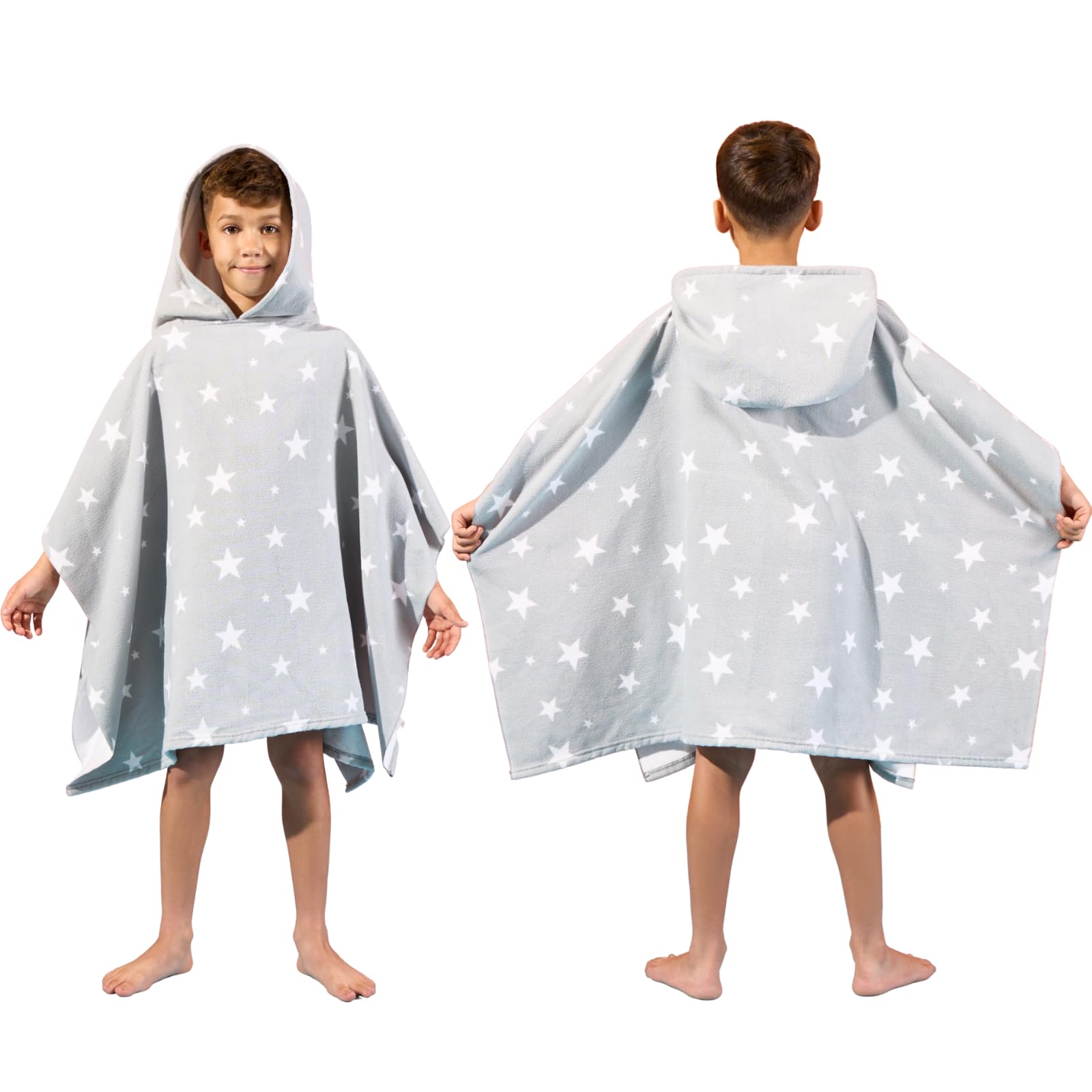 – Poncho Towel for Kids, Boys Girls Kids Changing Towel Beach Towel Kids Changing Robe Hoodie Towel Kids Lightweight Oversized, One Size Stars
