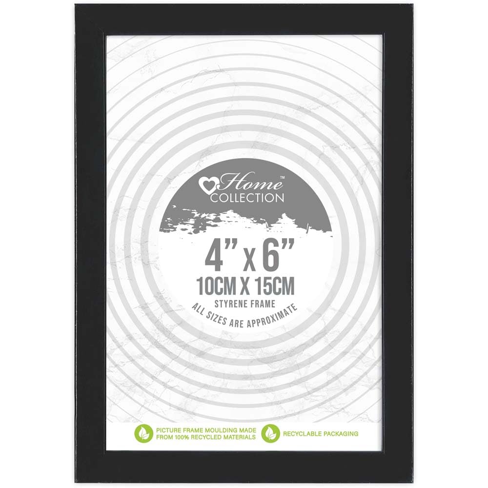 Black Nouveau Simple Design Styrene Photo Frame 4x6