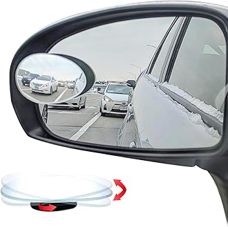 Ampper Oval Blind Spot Mirror, HD Glass Frameless Stick on Adjustabe Convex Wide Angle Rear View Blind Spot Car Mirror for Car Blind Spot, Pack of 2