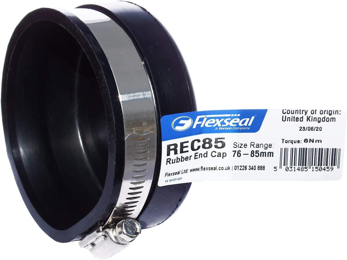Black Fernco Rec85 Epdm Rubber Stop End Cap - 76-85Mm