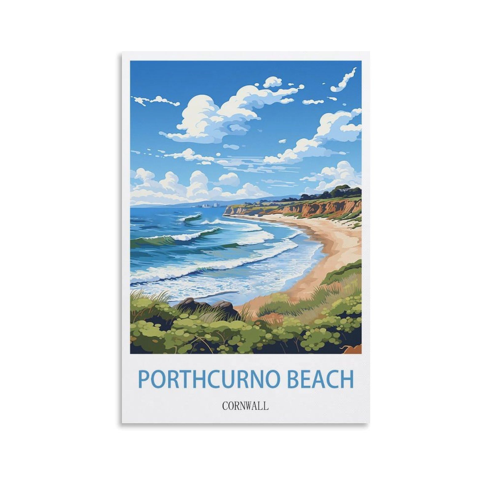 EZMLFA DIY 5D Diamond Painting Kits for Adults,Porthcurno Beach Cornwall DIY Diamond Art Kits Gem Painting Crafts for Home Wall Decor 30x40cm