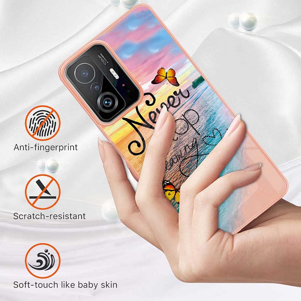 SEAHAI Cover per Xiaomi 11T PRO 5G/Xiaomi 11T 5G, Custodia Protettiva Ultra Sottile ed Elegante in Silicone TPU Flessibile, Glitter Modelli Colorful Cover Antiurto Case - Verde