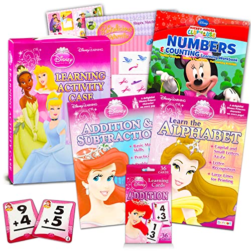 Disney Learning Workbook Set For Kids, Toddlers ~ Bundle With Disney Princess, Mickey Mouse, And Pinkalicious Books For Preschool With Flash Cards, Reward Stickers, And Learning Activities #TOP20