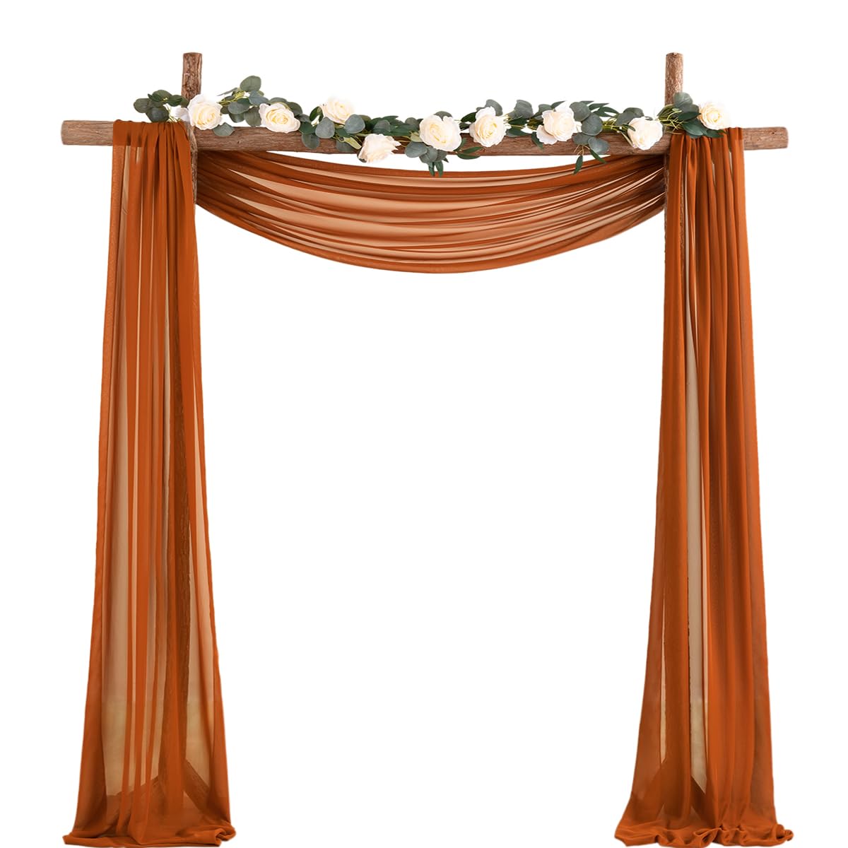 Socomi Wedding Arch Draping Fabric 1 Panel 29" x 19Ft Terracotta Sheer Chiffon Curtain Drapes 6 Yards for Wedding Ceremony Birthday Party Decoration