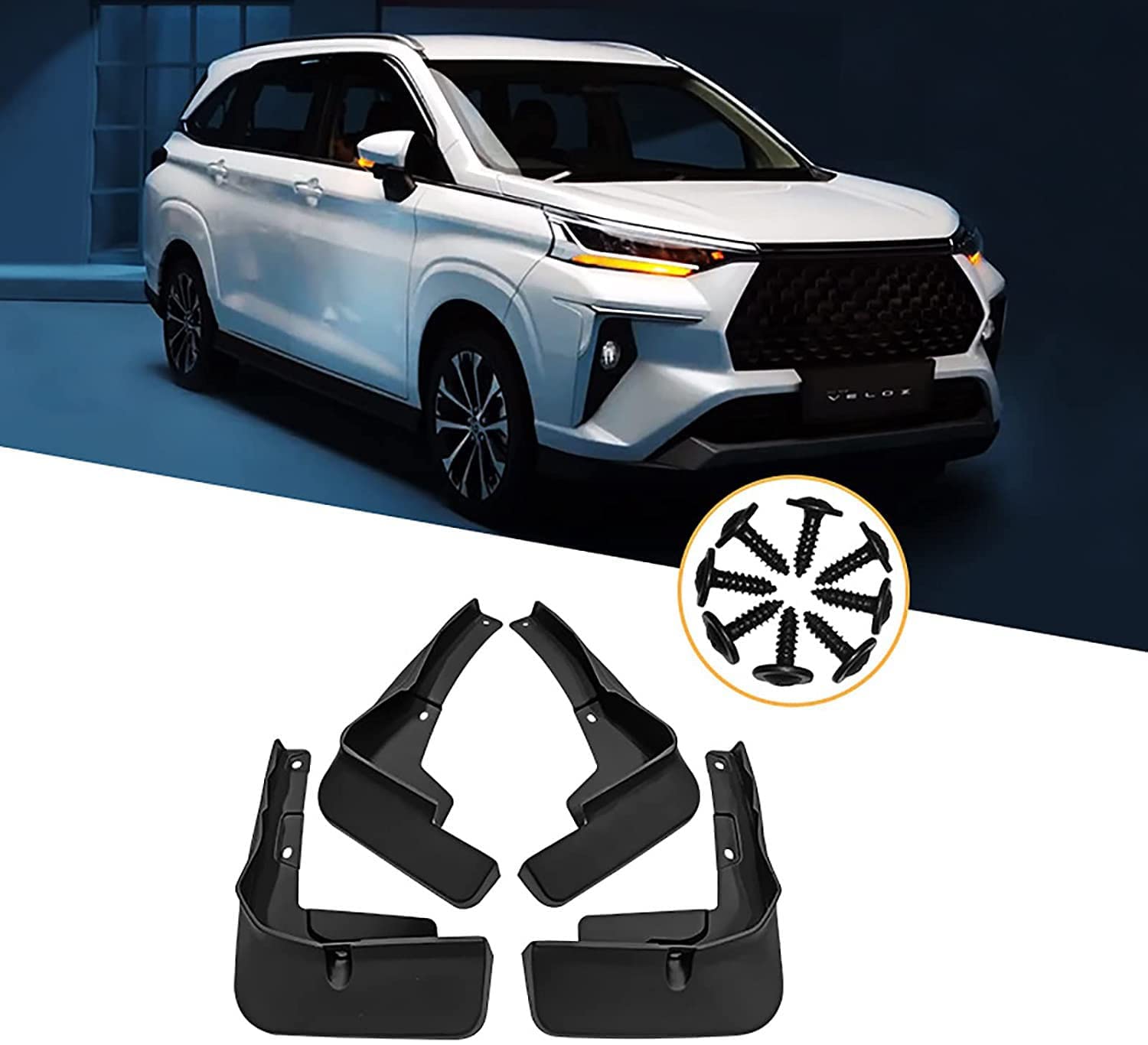 4 Pcs Mud Flaps for Toyota Veloz 2021–2022, Front/Rear Wheel Splash Guards Car Wheel Mudguards with Fastening Screws, Car Tire Fender Easy to Fit Accessories